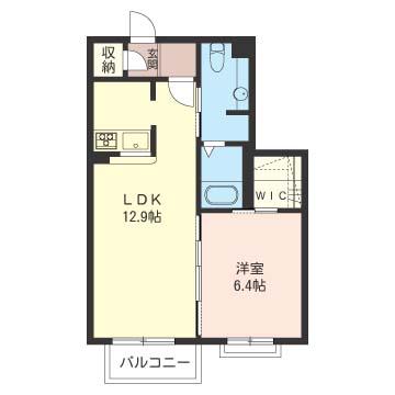 ORANGE DOOR-オレンジドア-(1LDK/2階)の間取り写真