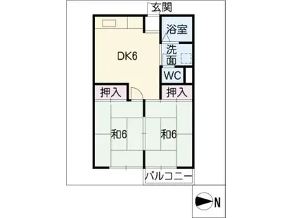 浅井コーポ(2DK/2階)の間取り写真