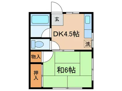 丸子荘(1DK/2階)の間取り写真