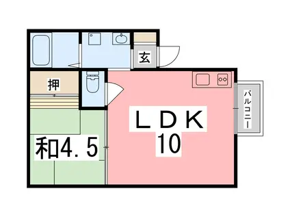 ハイツ47 A棟(1LDK/2階)の間取り写真