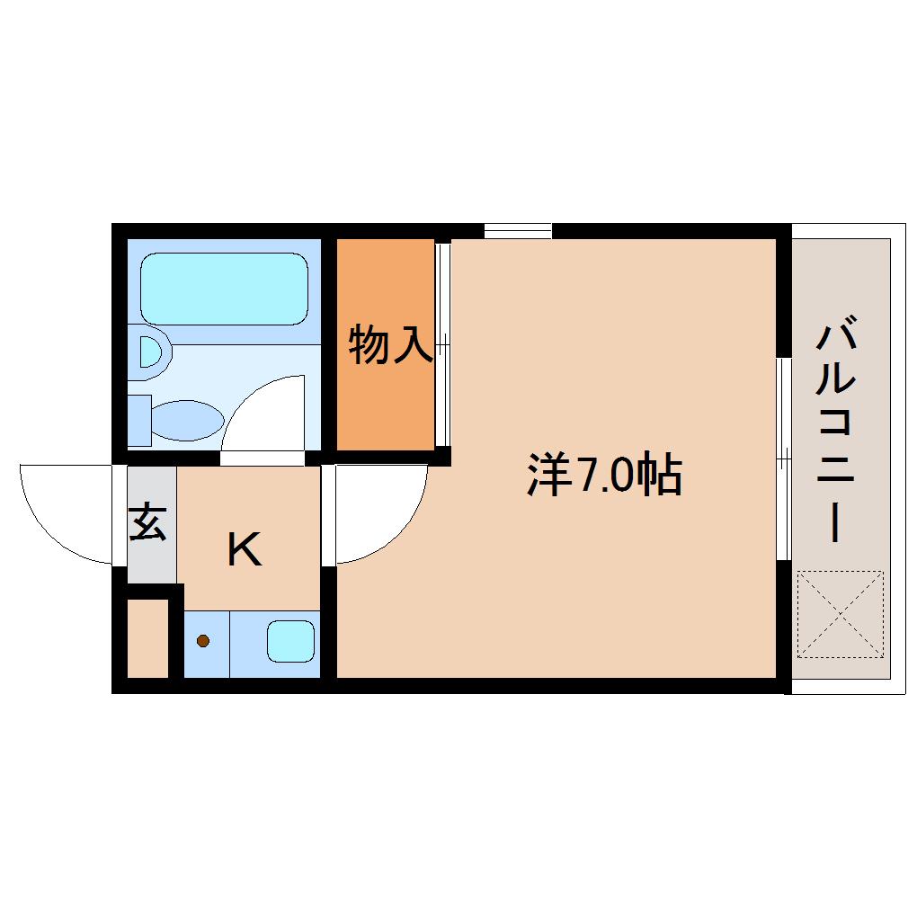 ハイツ朱峰第二(1K/2階)の間取り写真