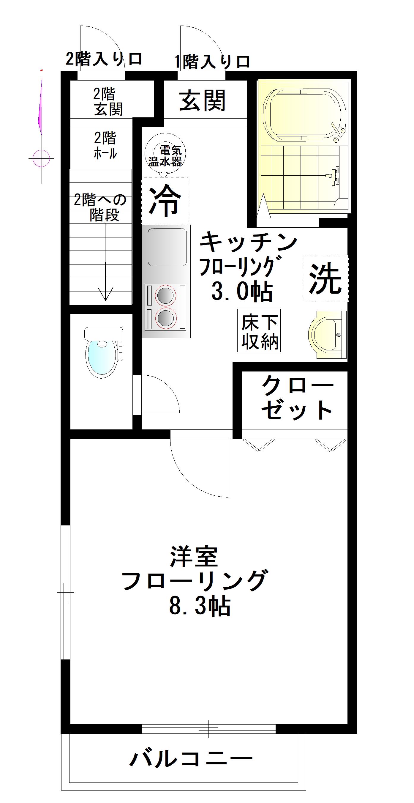 京王井の頭線 富士見ケ丘駅 徒歩13分 2階建 築19年(1K/1階)の間取り写真