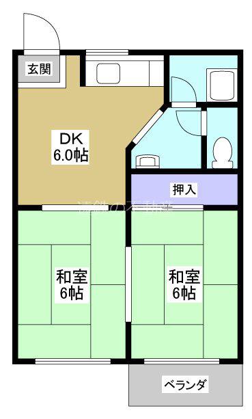 ヨークハイツ(2DK/2階)の間取り写真