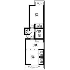 サンハイツ中駒(2DK/2階)の間取り写真