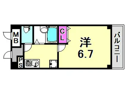 アクティ塚口(1K/4階)の間取り写真