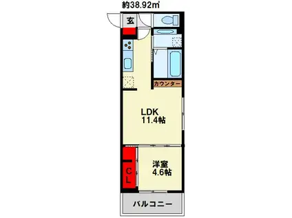 D-ROOM友田(1LDK/3階)の間取り写真
