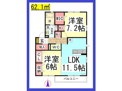 DL サンパティークB(2LDK/1階)の間取り写真