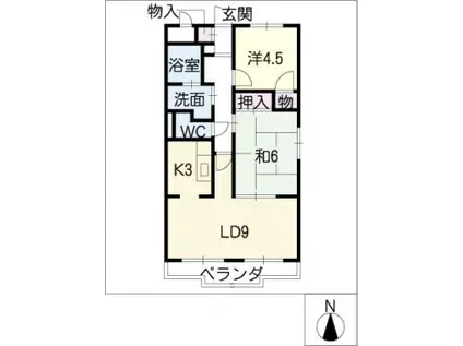 エスポワール若鶴(2LDK/2階)の間取り写真