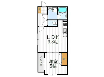 MI・CASA阿倍野昭和町(1LDK/2階)の間取り写真