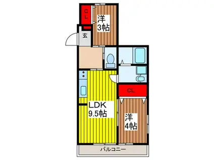 キャメル岩槻加倉(2LDK/1階)の間取り写真