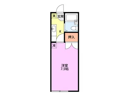 メゾン若草(1K/1階)の間取り写真