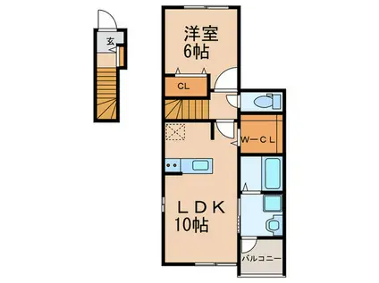 あおなみ線 中島駅(愛知) 徒歩19分 3階建 築3年(1LDK/2階)の間取り写真