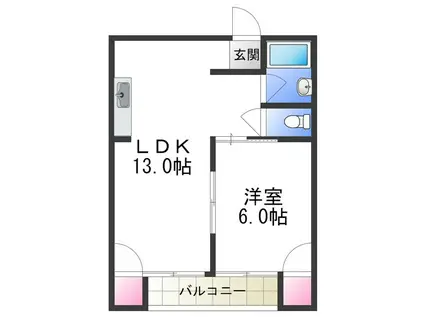 松恵コーポラス(1LDK/4階)の間取り写真