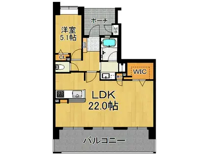 エイルマンション香春口(1LDK/11階)の間取り写真