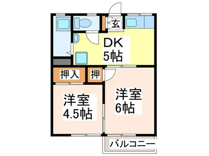 田島ハイツ(2DK/2階)の間取り写真