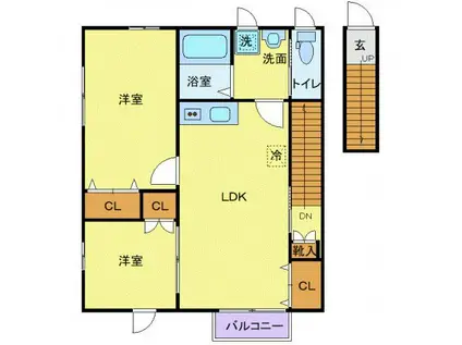 シャイン柏木(2LDK/2階)の間取り写真