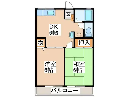 メゾン伊東A(2DK/2階)の間取り写真