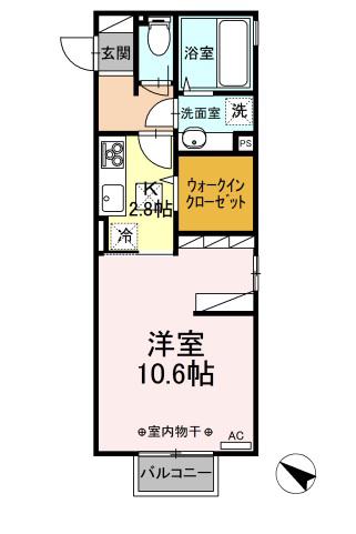 プリマヴェーラ(1K/1階)の間取り写真