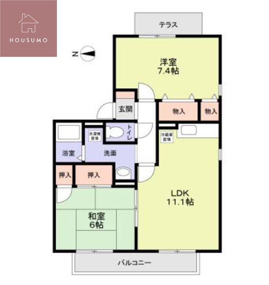 ニューリバーサイド八尾南D棟(2LDK/2階)の間取り写真