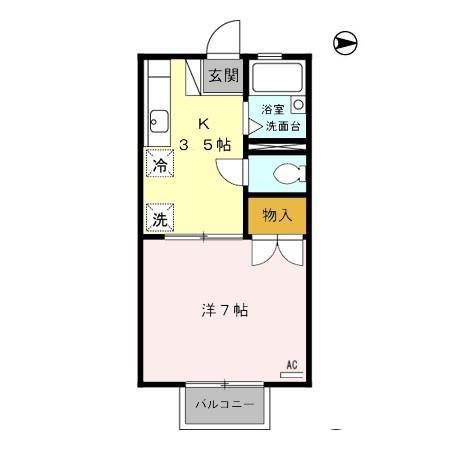 ルミエール関谷(1K/2階)の間取り写真