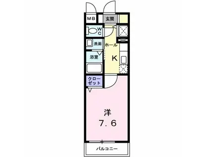 セレノ逆瀬川(1K/1階)の間取り写真