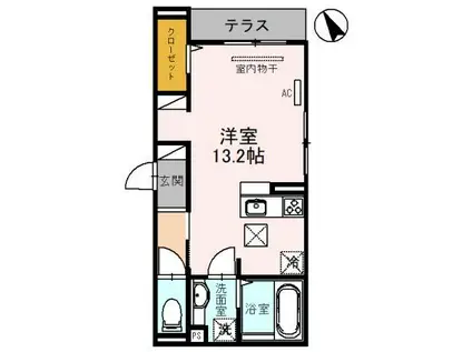 ラポール三輪(ワンルーム/1階)の間取り写真