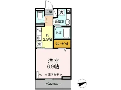 グリーンヒルズ VII(1K/3階)の間取り写真