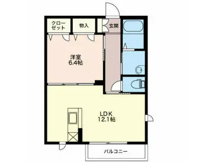 ソサイティー黒瀬(1LDK/2階)の間取り写真