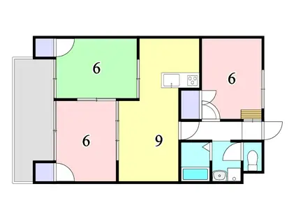 ウェルス21(3DK/1階)の間取り写真