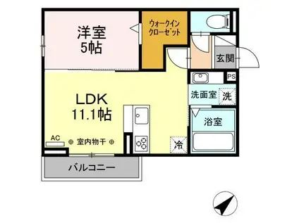 ファルトゥーナ A(1LDK/3階)の間取り写真