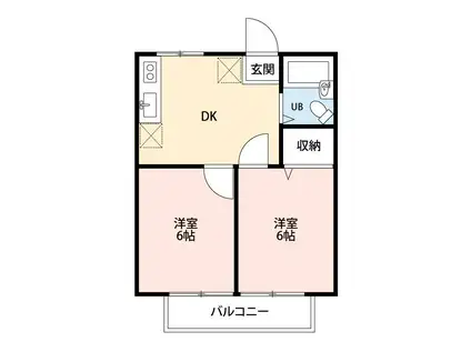 彩輝8C(2DK/2階)の間取り写真