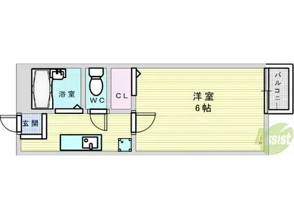 ソレーユ小野原(1K/2階)の間取り写真