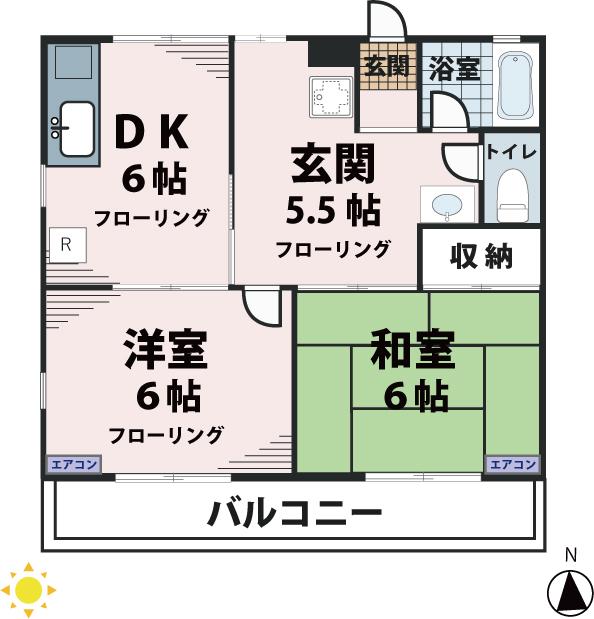 コーポブランカ(2DK/1階)の間取り写真