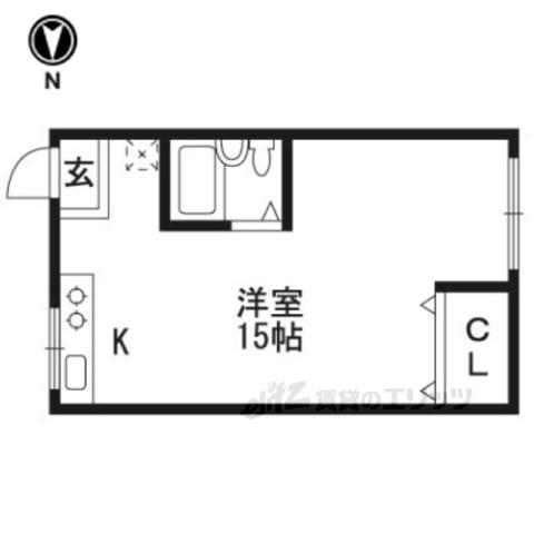 フラット桃山(ワンルーム/1階)の間取り写真