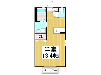 クレールB(ワンルーム/1階)の間取り写真