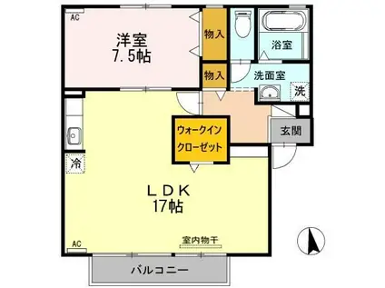 パークハイム A棟(1LDK/1階)の間取り写真