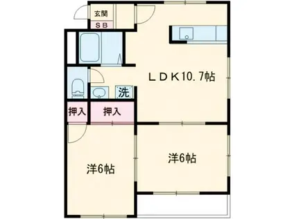 明石ハイツB(2DK/2階)の間取り写真