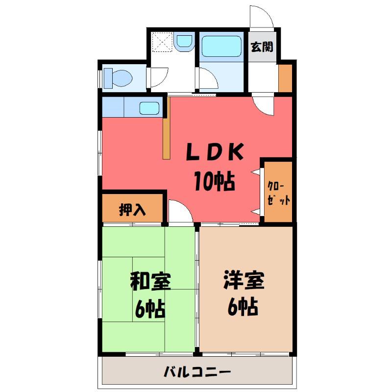 菊地ビル(2LDK/4階)の間取り写真