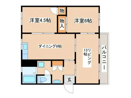 白川台10号棟(2LDK/2階)の間取り写真