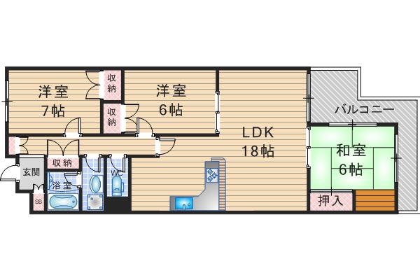 グレインヂ泉丘(3LDK/1階)の間取り写真