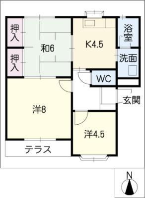 エスポワール野村(3K/1階)の間取り写真