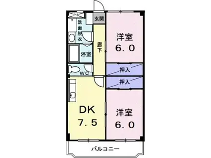 メゾンノウブル(2DK/3階)の間取り写真