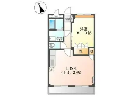 ルボヌール(1LDK/3階)の間取り写真