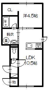 GARRRI(1LDK/1階)の間取り写真