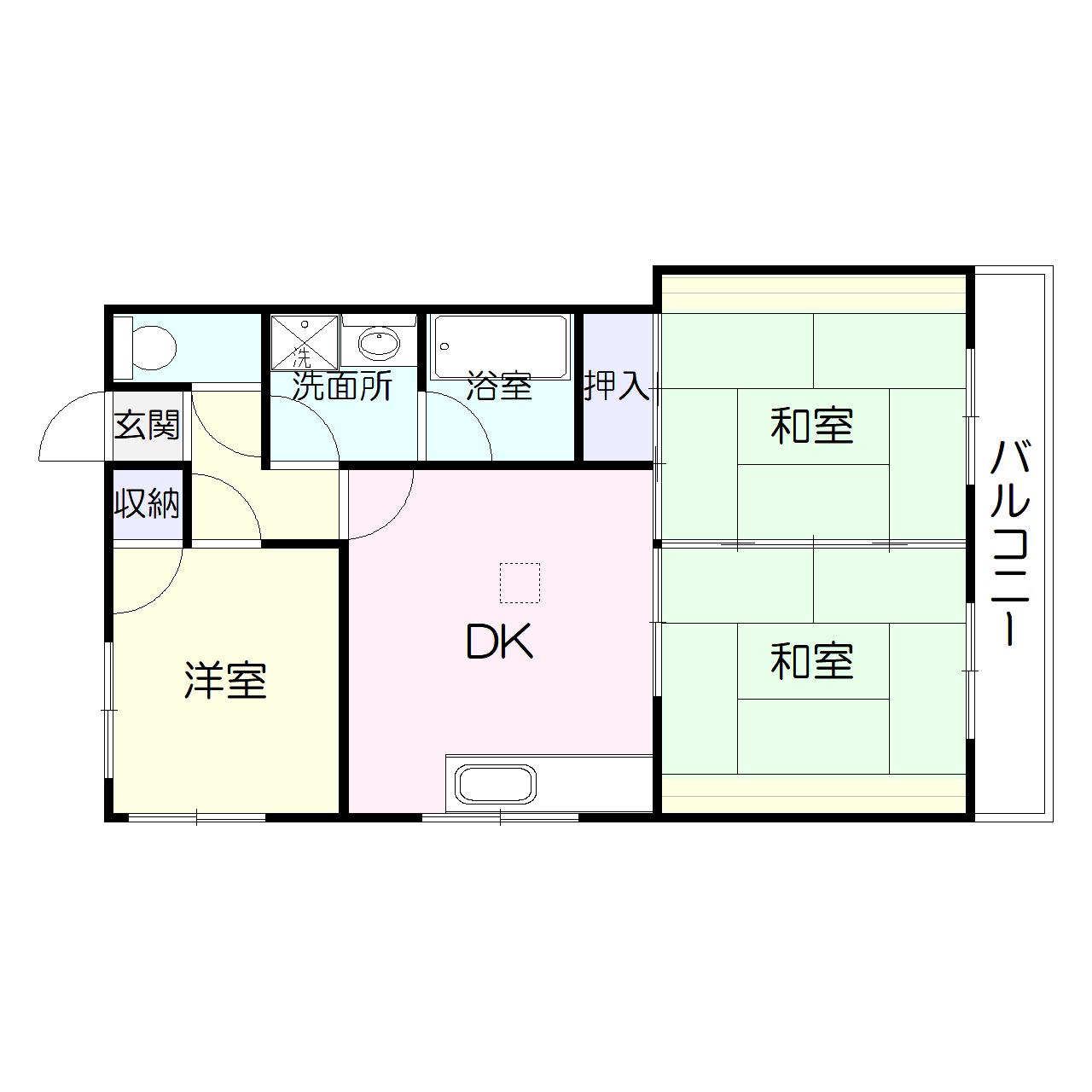 サンリッツ唐湊(3DK/1階)の間取り写真