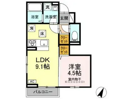 コーポ藤原VI(1LDK/1階)の間取り写真
