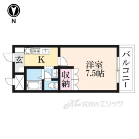 アビエスⅢ(1K/2階)の間取り写真