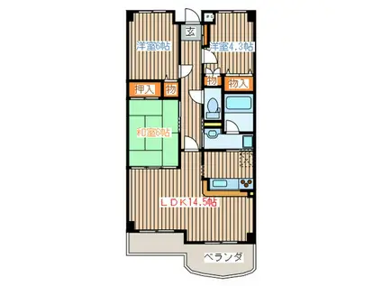 レックス本郷通弐番館(3LDK/4階)の間取り写真