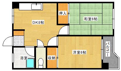 本浦コーポ福島(2DK/4階)の間取り写真
