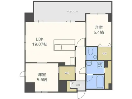 アクシオン薬院プレミアム(2LDK/4階)の間取り写真